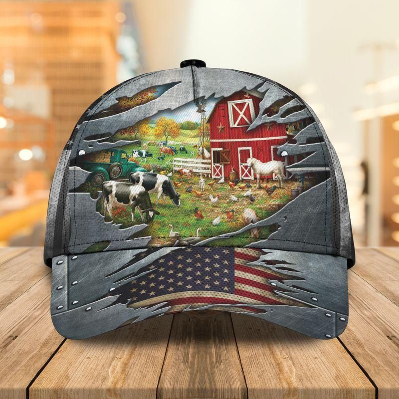 Farm And American Flag Classic Cap Baseball Cap Trucker Hats Custom Hats Gifts For Men & Women