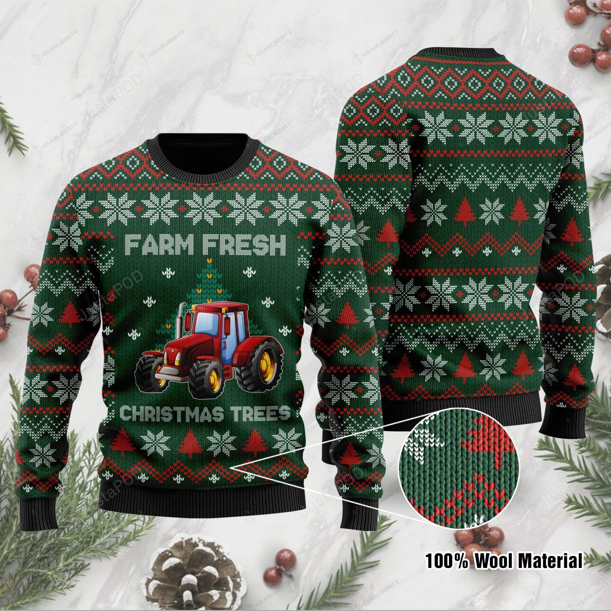Farm Fresh Christmas Trees Ugly Christmas Sweater Adult 3D Funny Matching for family