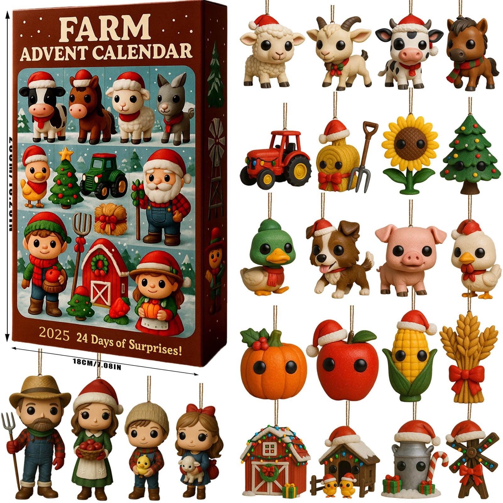 Farm Land Advent Calendar 2025, 24 Days Christmas Countdown with Mini Farm Animal Figurines, Fun Holiday Gift for Kids & Families Decor - Image 3