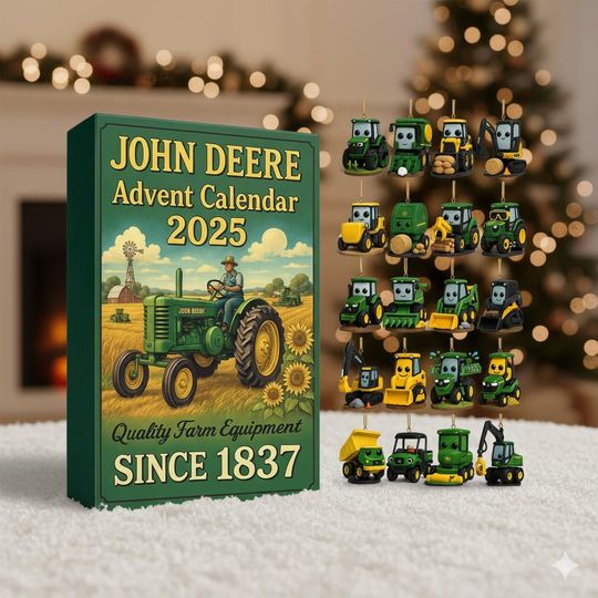 Farm Tractor Advent Calendar 2025 24 Mini Tractor and Construction Vehicle Acrylic Ornament 2D Flat - Image 6