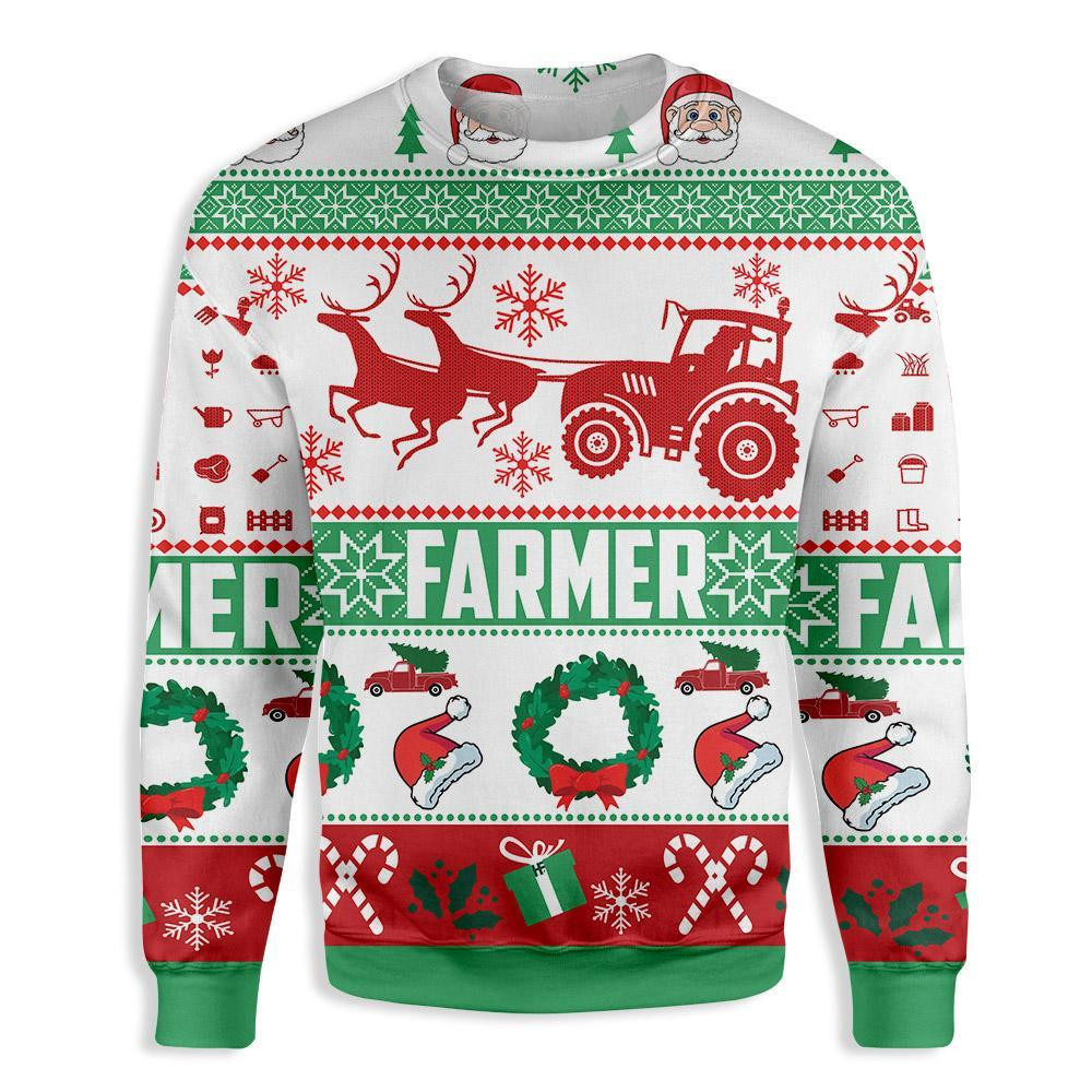 Farmer Christmas Gift Ugly Christmas Sweater Adult 3D Funny Matching for family