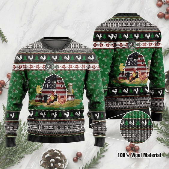 Farming Chickens Ugly Christmas Sweater Adult 3D Funny Matching for family