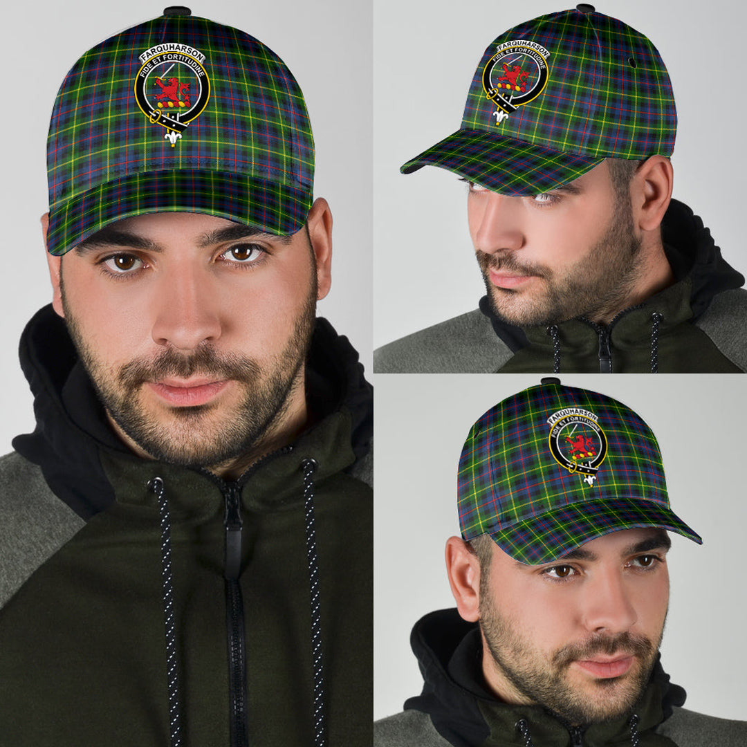 Farquharson Modern Tartan Baseball Cap, Tartan Plaid Cap with Family Crest K23 Trucker Hats Custom Hats Gifts For Men & Women
