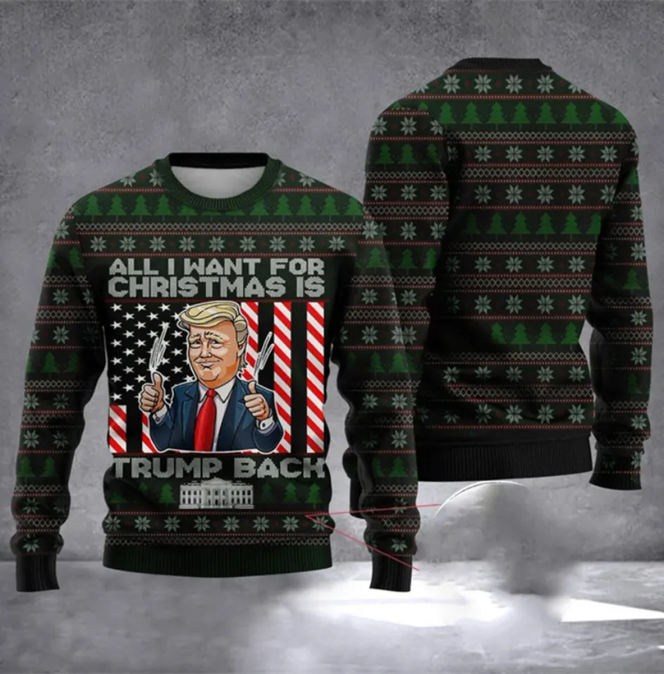 Fashion 2024 Trump President Ugly Sweater 3D Printed Funny Printed Pullover Top Christmas - Image 12
