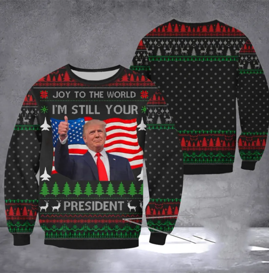Fashion 2024 Trump President Ugly Sweater 3D Printed Funny Printed Pullover Top Christmas - Image 2