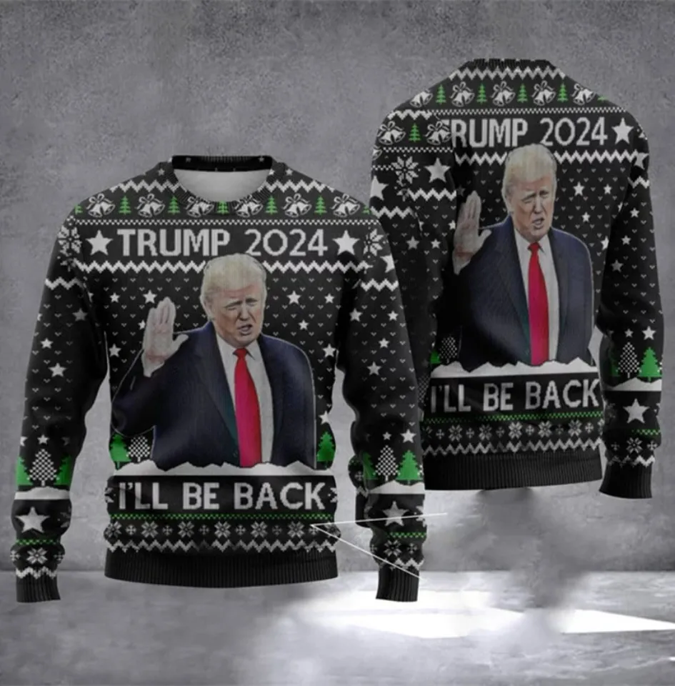 Fashion 2024 Trump President Ugly Sweater 3D Printed Funny Printed Pullover Top Christmas - Image 9