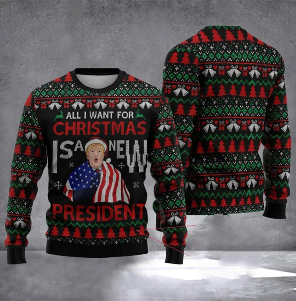 Fashion 2024 Trump President Ugly Sweater 3D Printed Funny Printed Pullover Top Christmas - Image 14