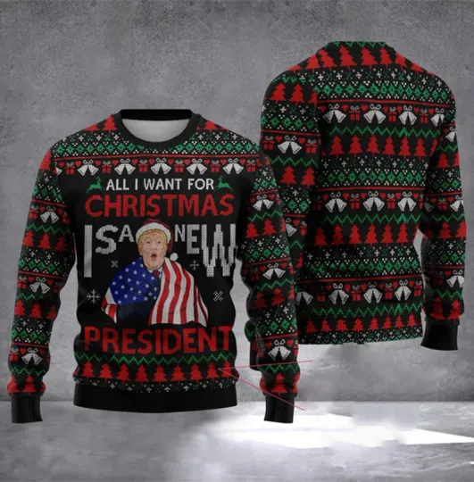 Fashion 2024 Trump President Ugly Sweater 3D Printed Funny Printed Pullover Top Christmas - Image 29