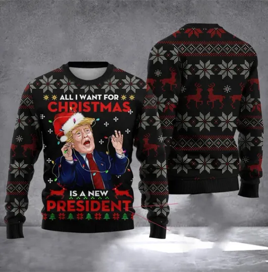 Fashion 2024 Trump President Ugly Sweater 3D Printed Funny Printed Pullover Top Christmas - Image 28