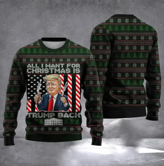 Fashion 2024 Trump President Ugly Sweater 3D Printed Funny Printed Pullover Top Christmas - Image 27