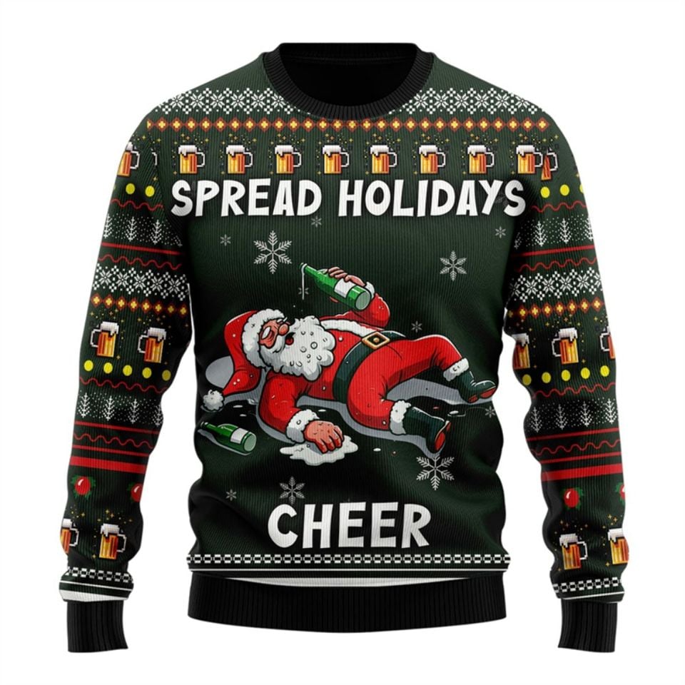 Fashion Beer Ugly Christmas Sweater For Women Clothes Hip Hop Bar Party