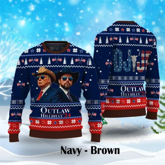 Fashion Cowboy Trump Ugly Christmas Sweater - Image 10