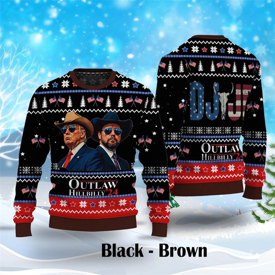 Fashion Cowboy Trump Ugly Christmas Sweater