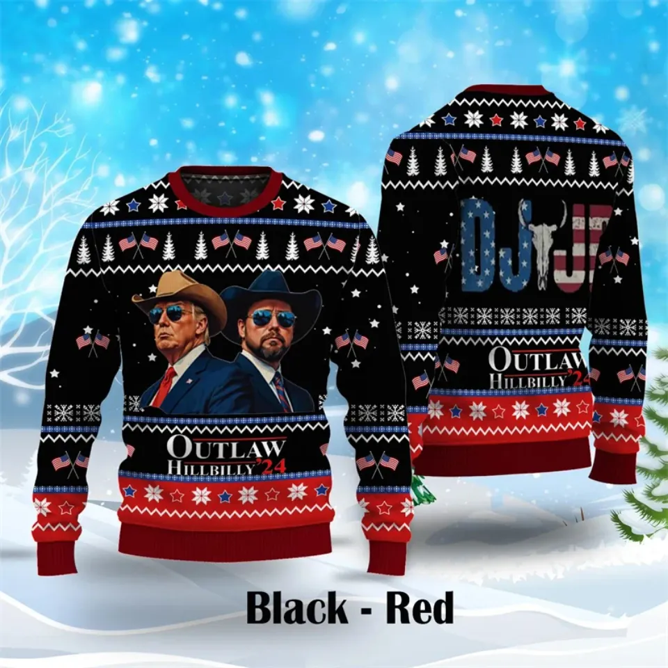 Fashion Cowboy Trump Ugly Christmas Sweater - Image 3