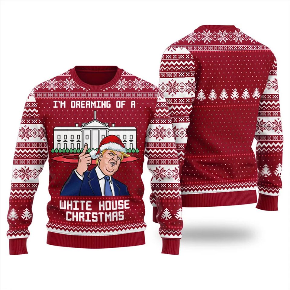 Fashion Xmas Donald Trump Ugly Sweater Men's Christmas