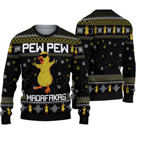 Fat Duck Pew Pew Ugly Sweater - Image 2