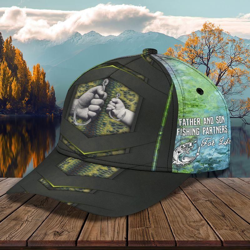 Father And Son Fishing Partners For Life Classic Cap Baseball Cap Fathers Day Gift Trucker Hats Custom Hats Gifts For Men & Women