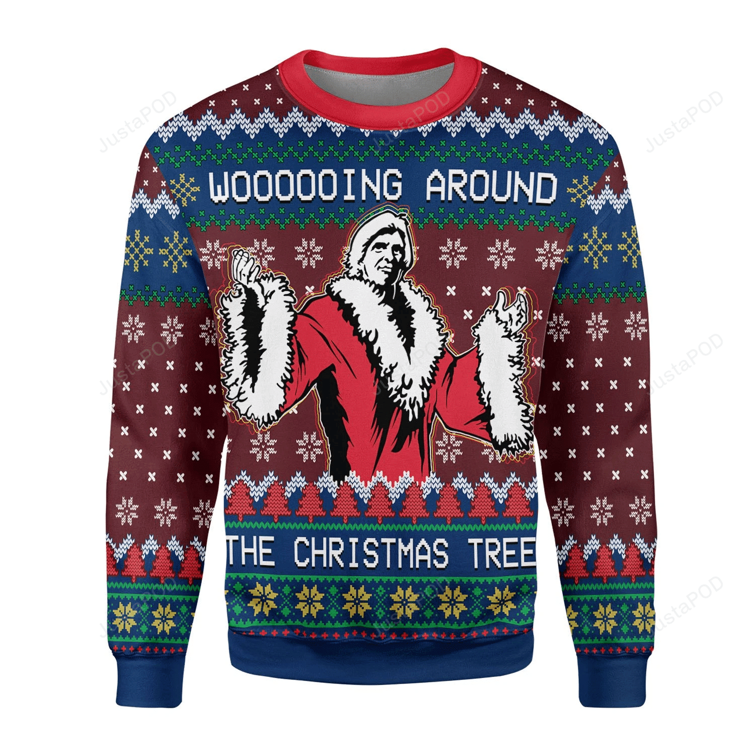 Faux Knit Ric Flair Ugly Christmas Sweater Adult 3D Funny Matching for family