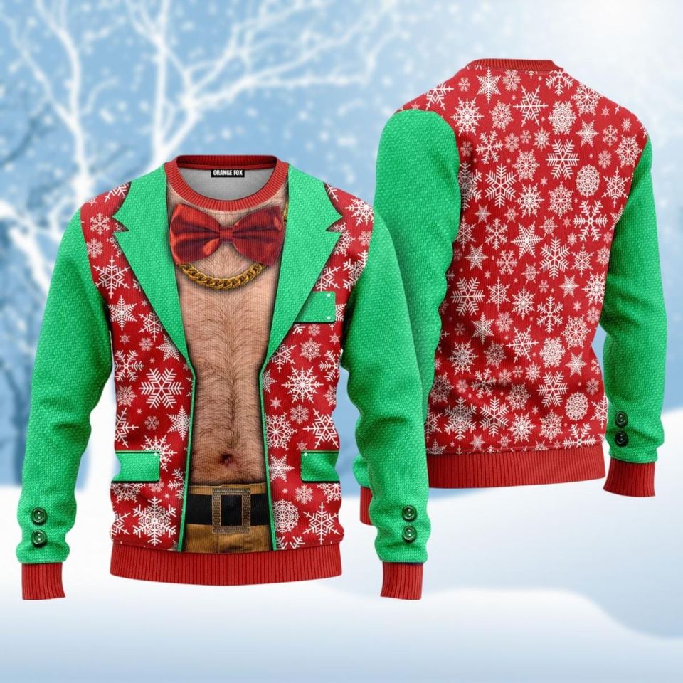 Faux Real Realistic Ugly Christmas Sweater