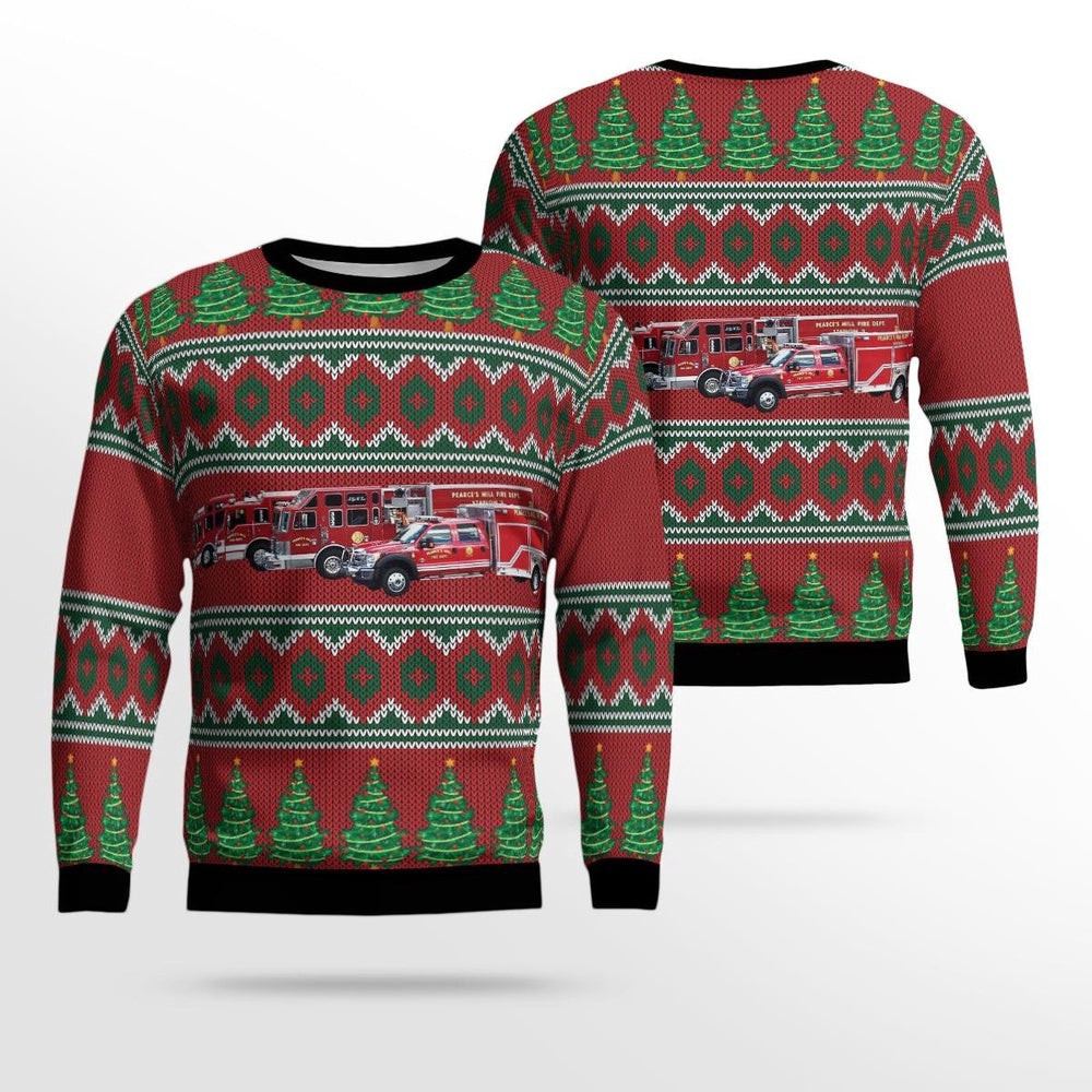 Fayetteville North Carolina Pearces Mill Fire Department AOP Ugly Sweater Xmas Unisex Sweater Christmas Gifts For Men Women