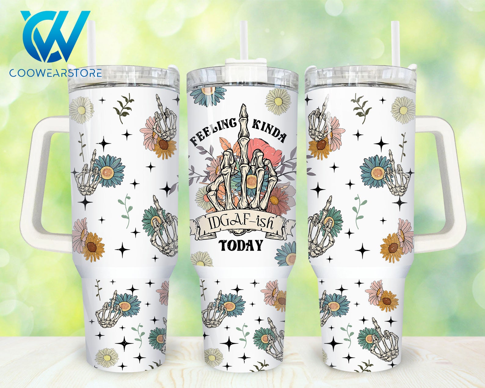 Feeling IDGAF-ish Skeleton Hand Custom Stanley Cup 40 oz 30 oz Tumbler With HandleTVC2301857