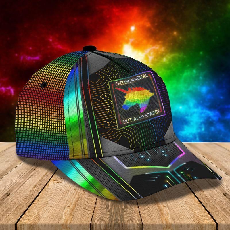 Feeling Magical But Also Stabby Colorful Unicorn Classic Cap Baseball Cap For Lgbt Trucker Hats Custom Hats Gifts For Men & Women