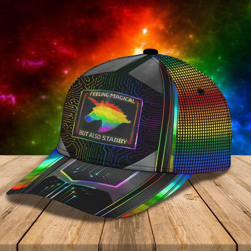 Feeling Magical But Also Stabby Colorful Unicorn Classic Cap Baseball Cap For Lgbt Trucker Hats Custom Hats Gifts For Men & Women