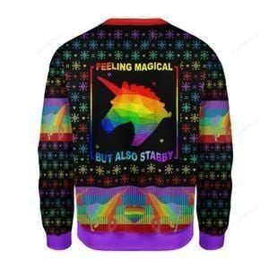 Feeling Magical But Also Stabby Ugly Christmas Sweater Adult 3D Funny Matching for family