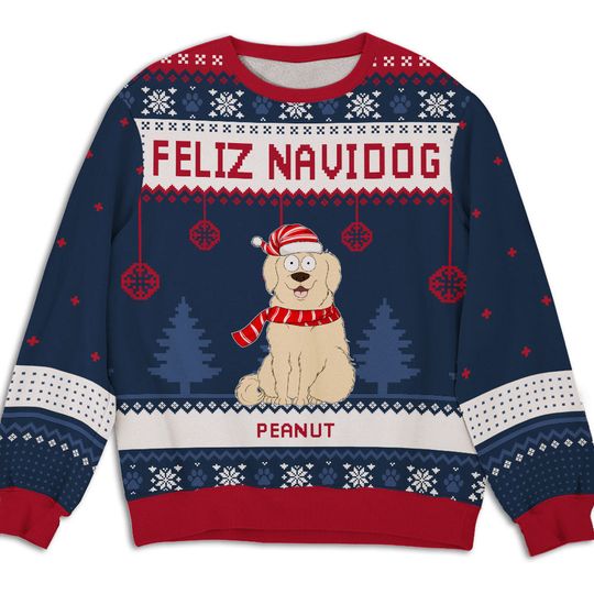 Feliz Navidog Custom Christmas Personalized Pet Dog Lover Jumper Ugly Sweatshirt - Image 4