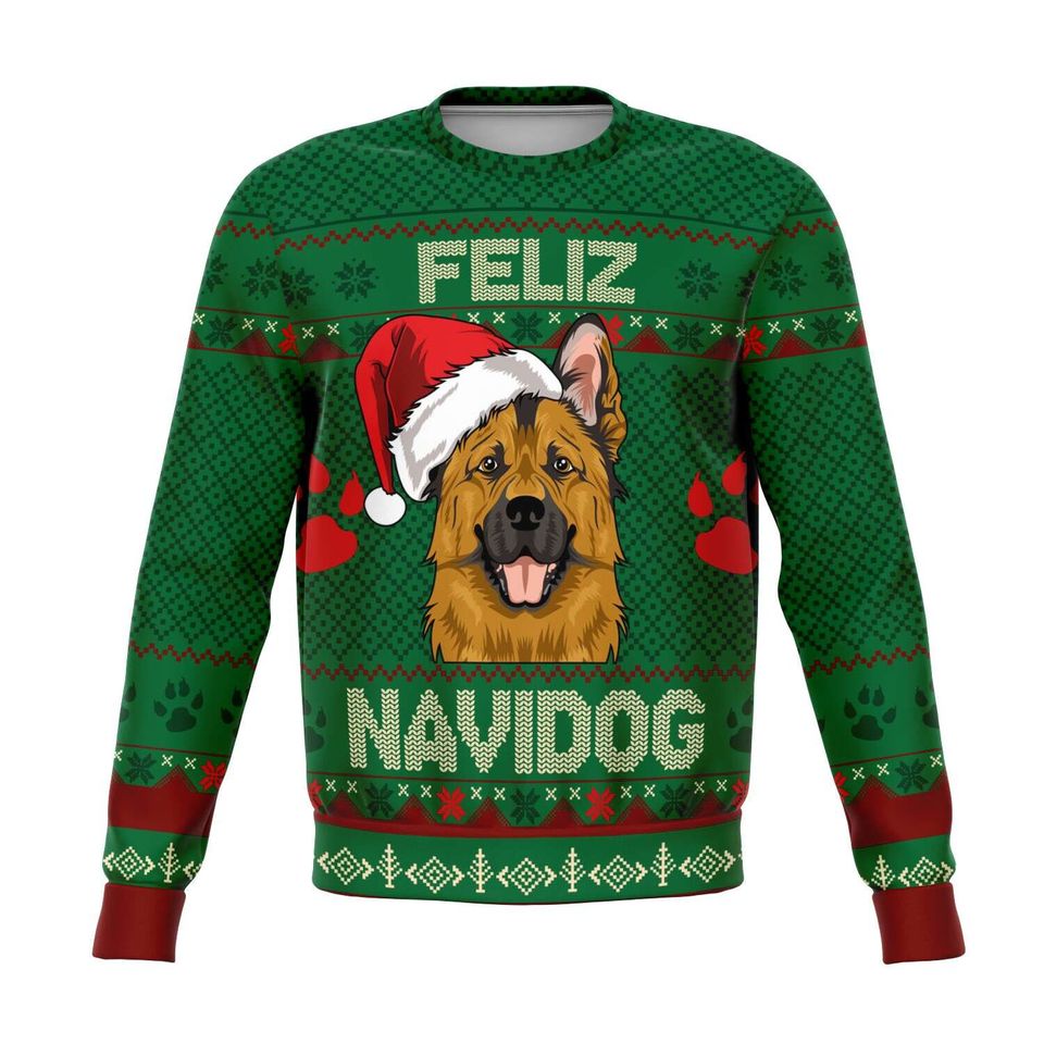 Feliz Navidog German Shepard Unisex Ugly Christmas Sweatshirt