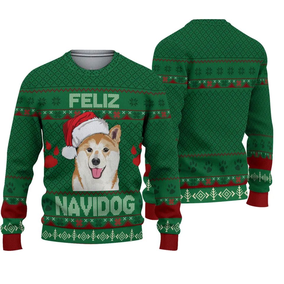 Feliz Navidog Shibu Unu Unisex Ugly Christmas Sweatshirt