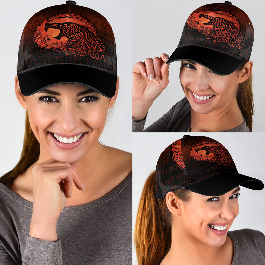 Fenrir Viking 3D Tattoo - Orange Version Classic Cap 3D Baseball Caps Trucker Hats Custom Hats Gifts For Men & Women