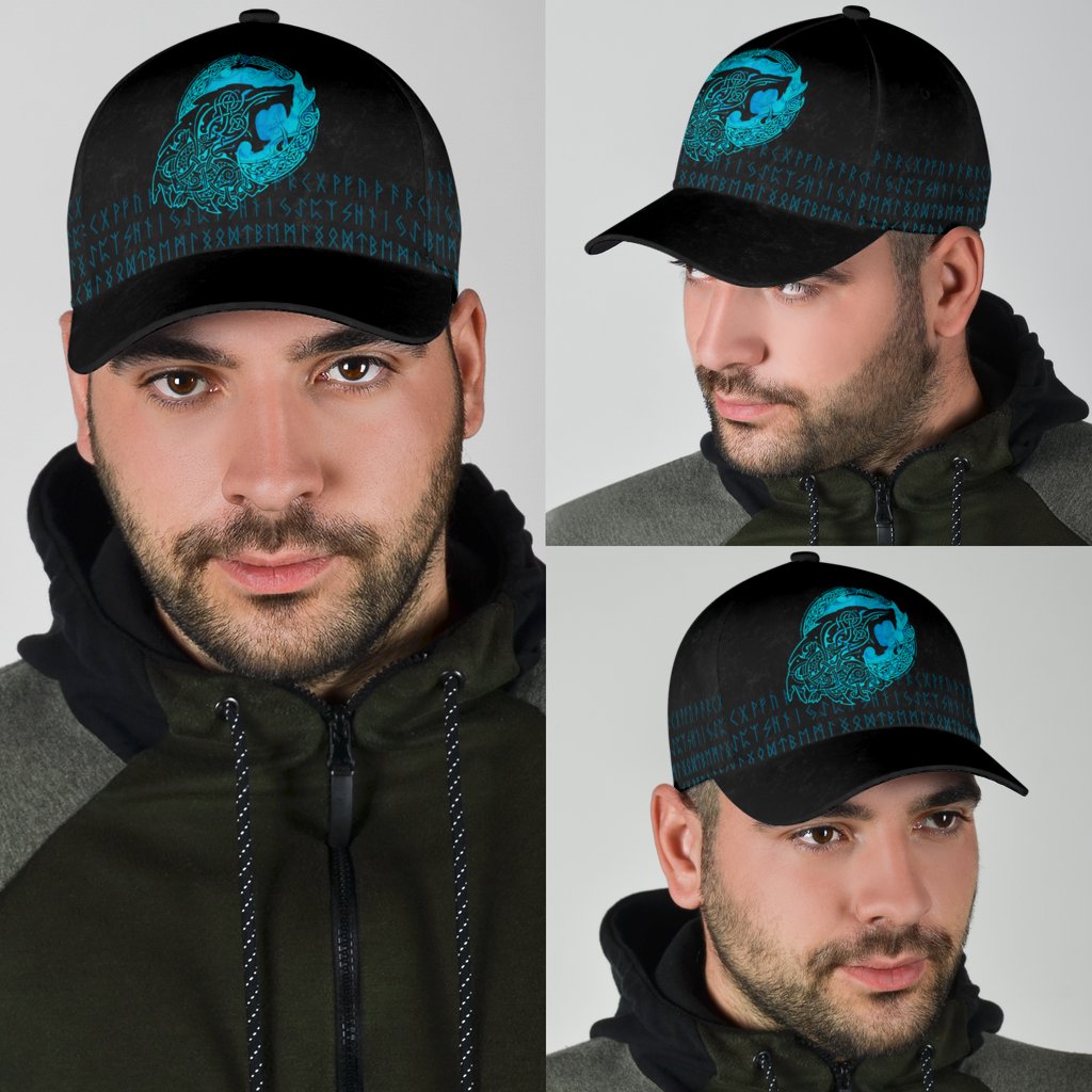 Fenrir Wolf Cyan  Classic Cap 3D Baseball Caps Trucker Hats Custom Hats Gifts For Men & Women