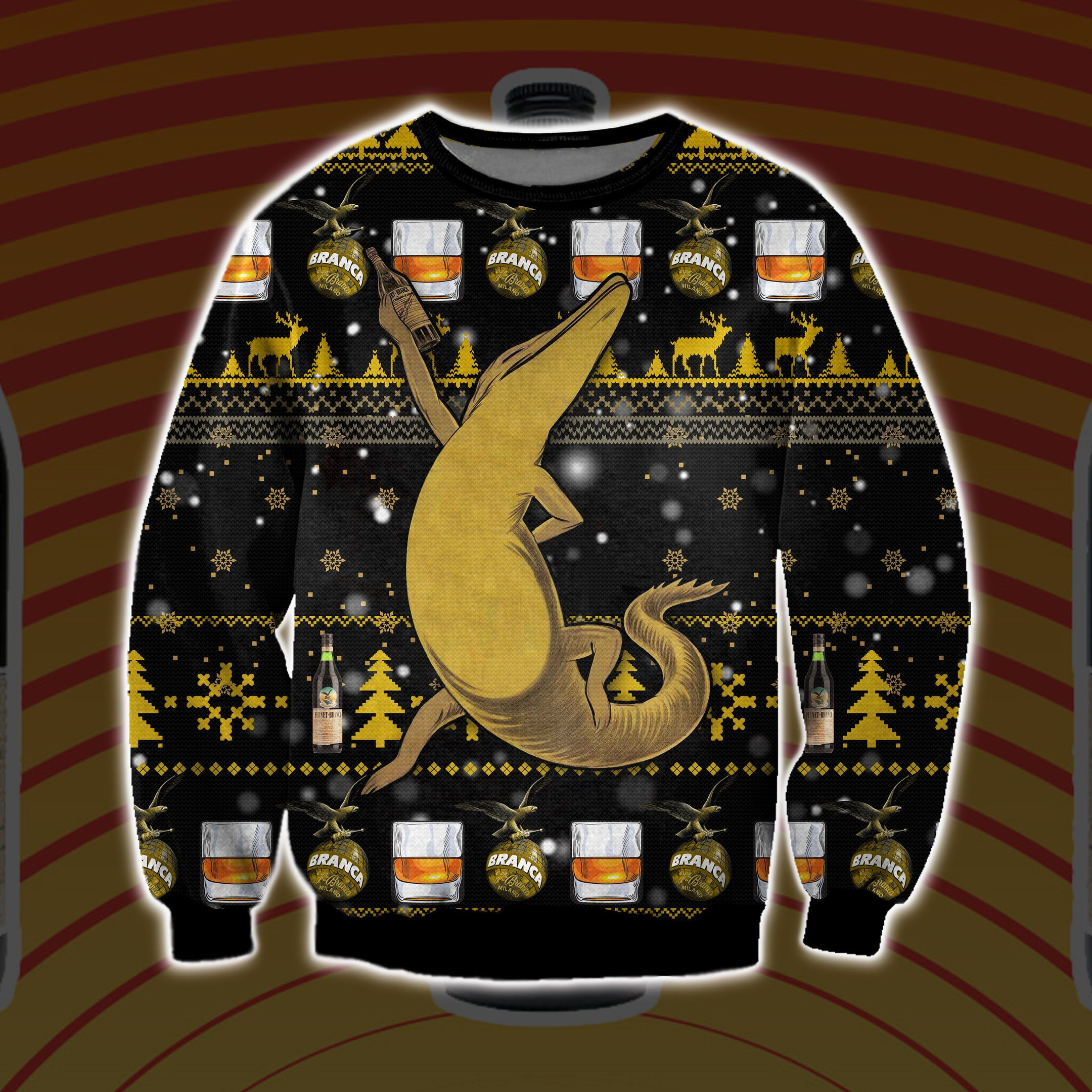 Fernet-Branca Beer Knitting Pattern 3D All Over Print Ugly Christmas Sweater Adult 3D Funny Matching for family