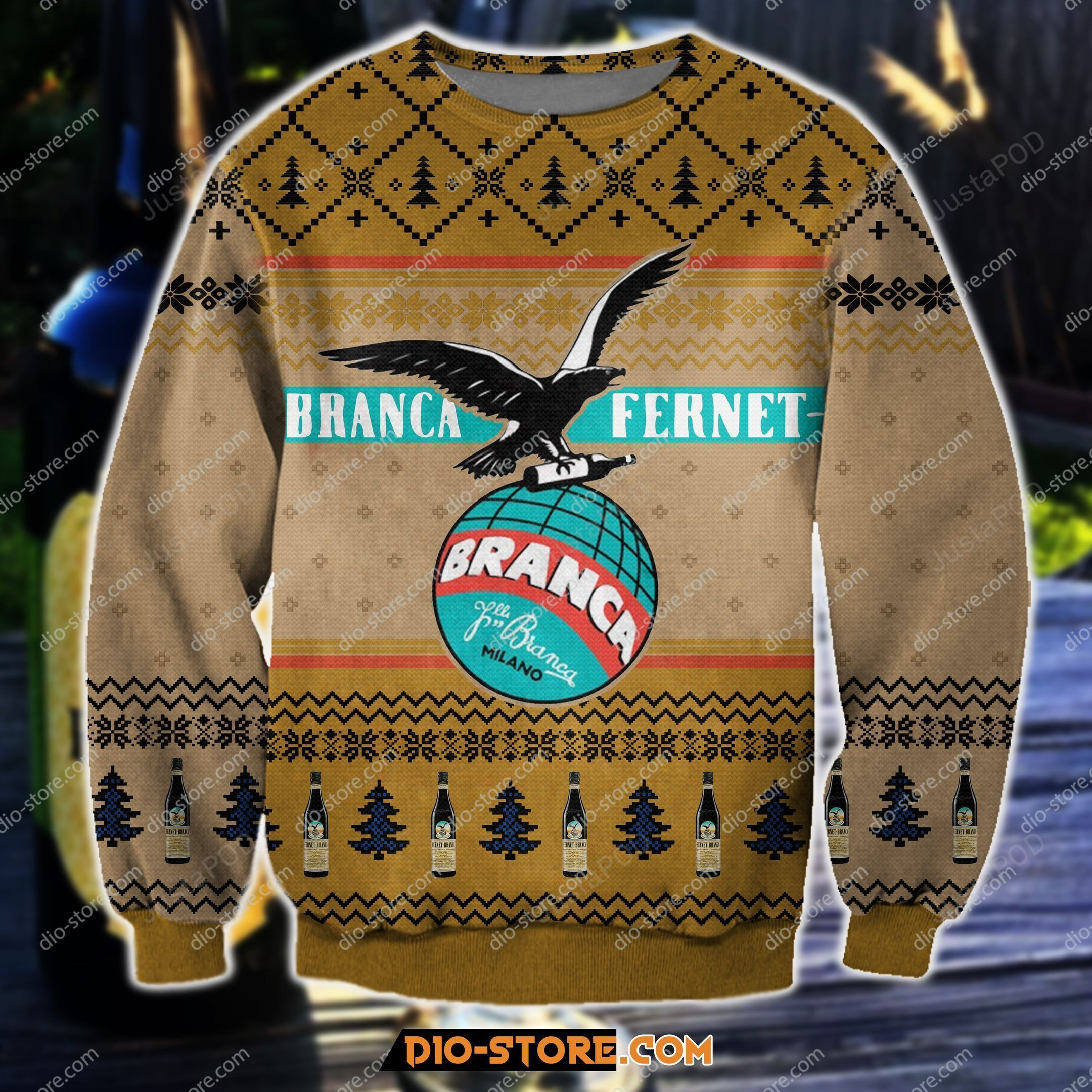 Fernet-Branca Beer Knitting Pattern Ugly Christmas Sweater Adult 3D Funny Matching for family