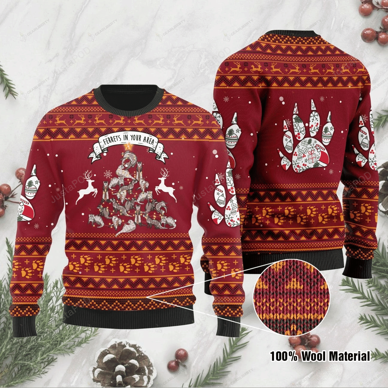 Ferrets In Your Area Ugly Christmas Sweater Adult 3D Funny Matching for family