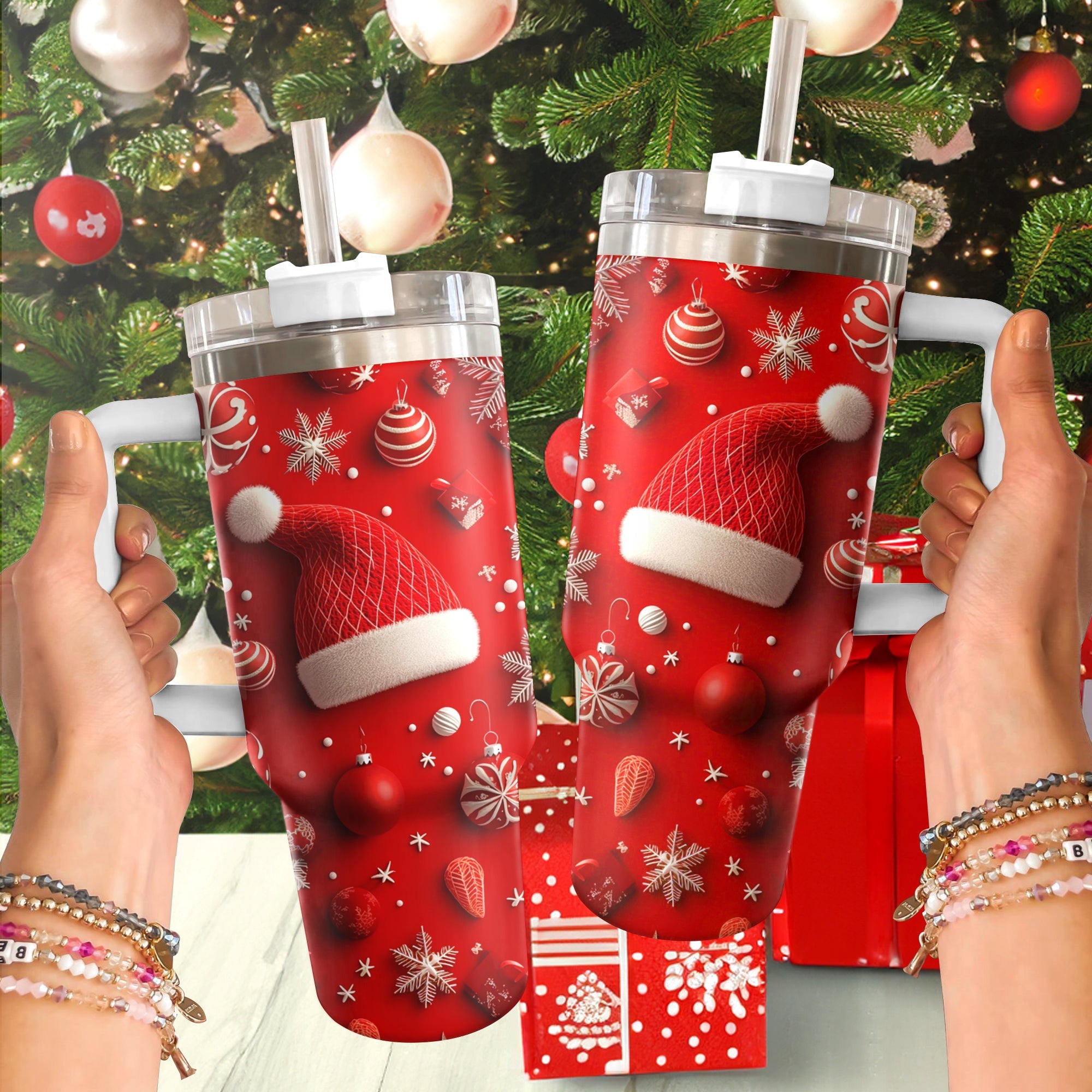 Festive Christmas Hat Custom Stanley Cup 40 oz 30 oz Tumbler With HandleTVC2301496 - Image 3