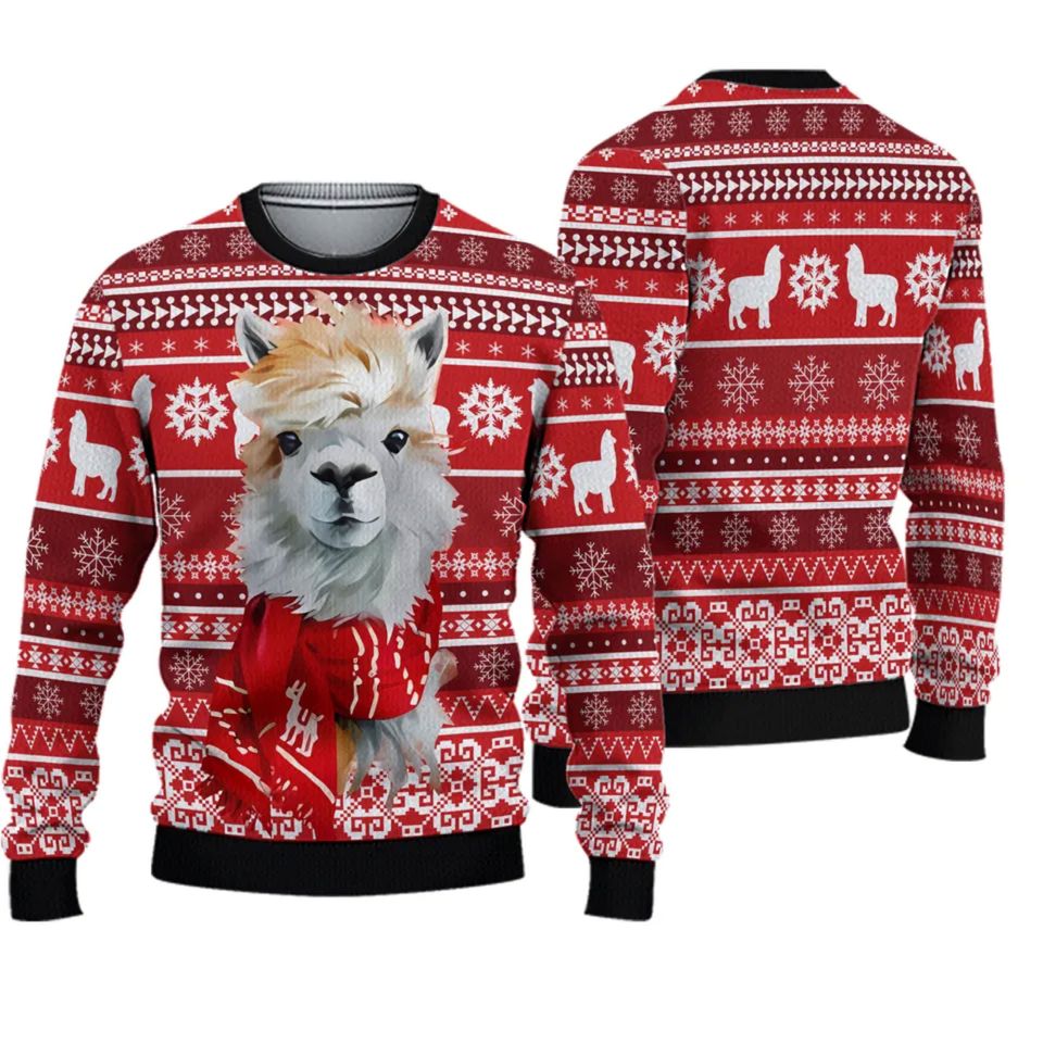 Festive Llama Xmas Christmas 3D Sweater