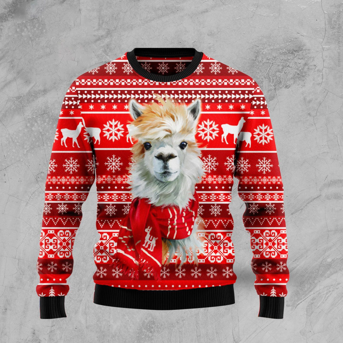 Festive Llama Xmas Ugly Christmas Sweater Adult 3D Funny Matching for family