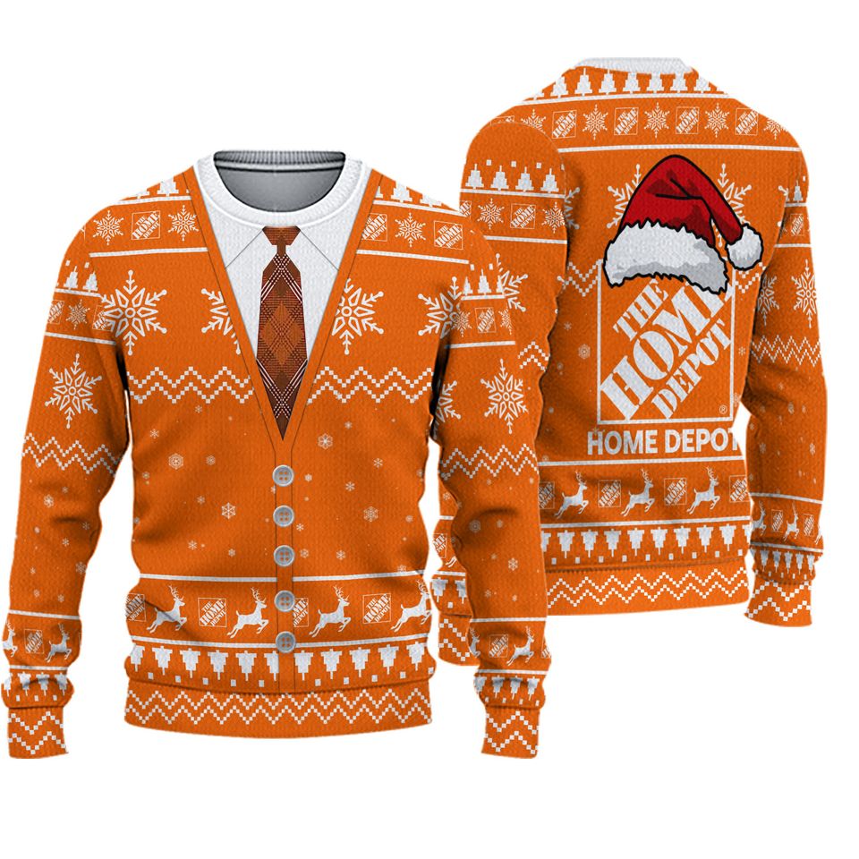 Festive Orange Ugly Christmas Cardigan Sweater