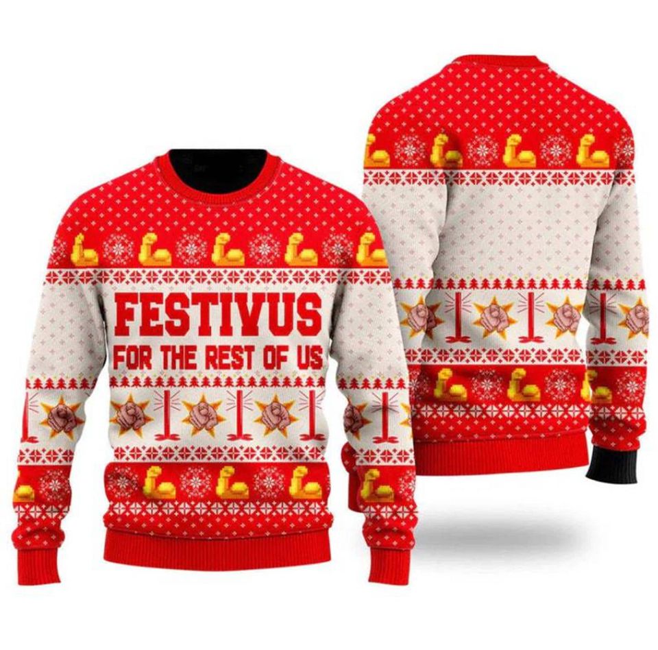Festivus For The Rest Of Us Ugly Christmas Sweater, Seinfeld Sweatshirt, Vintage 90s Sitcom - Image 2