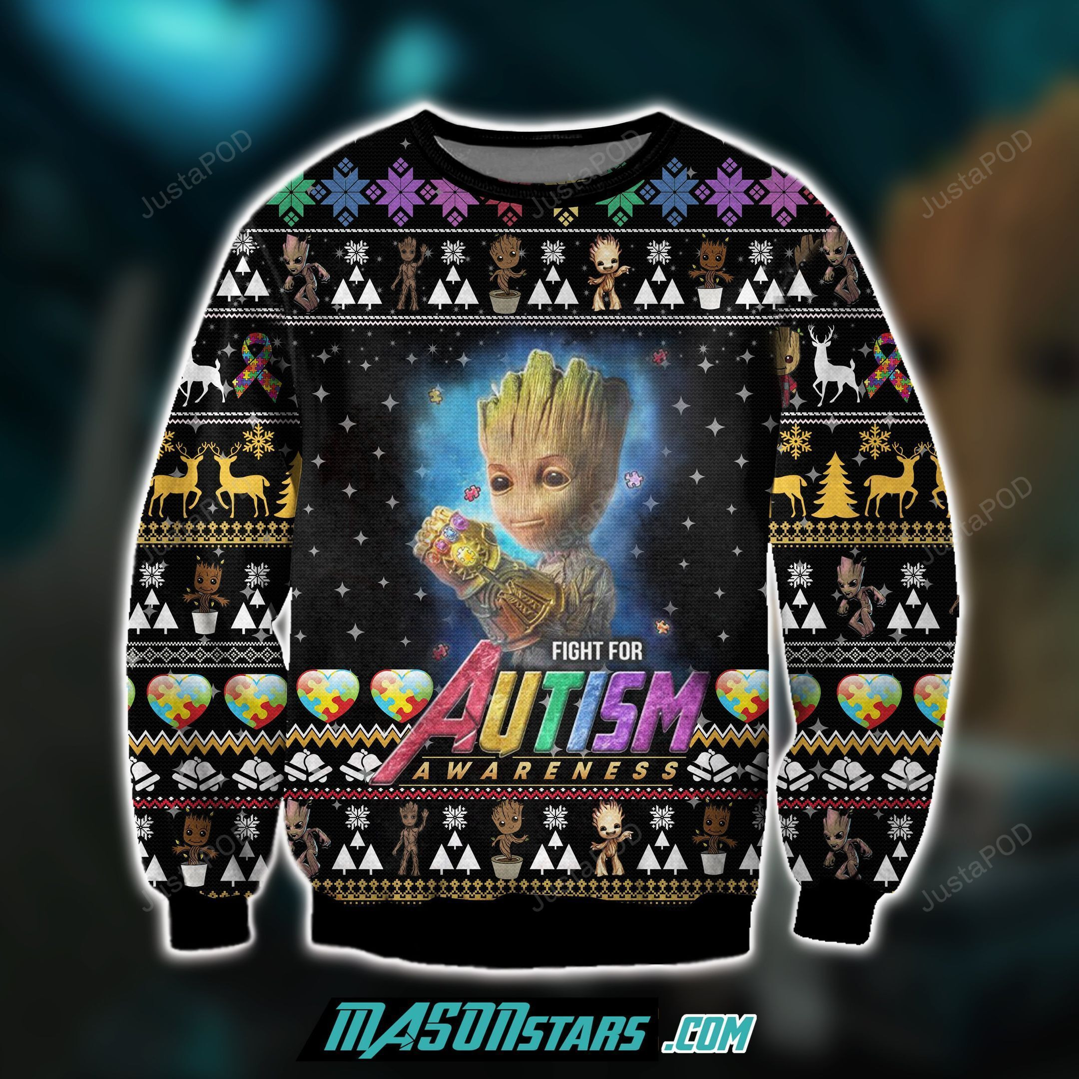 Fight For Autism Awareness Ugly Christmas Sweater Adult 3D Funny Matching for family