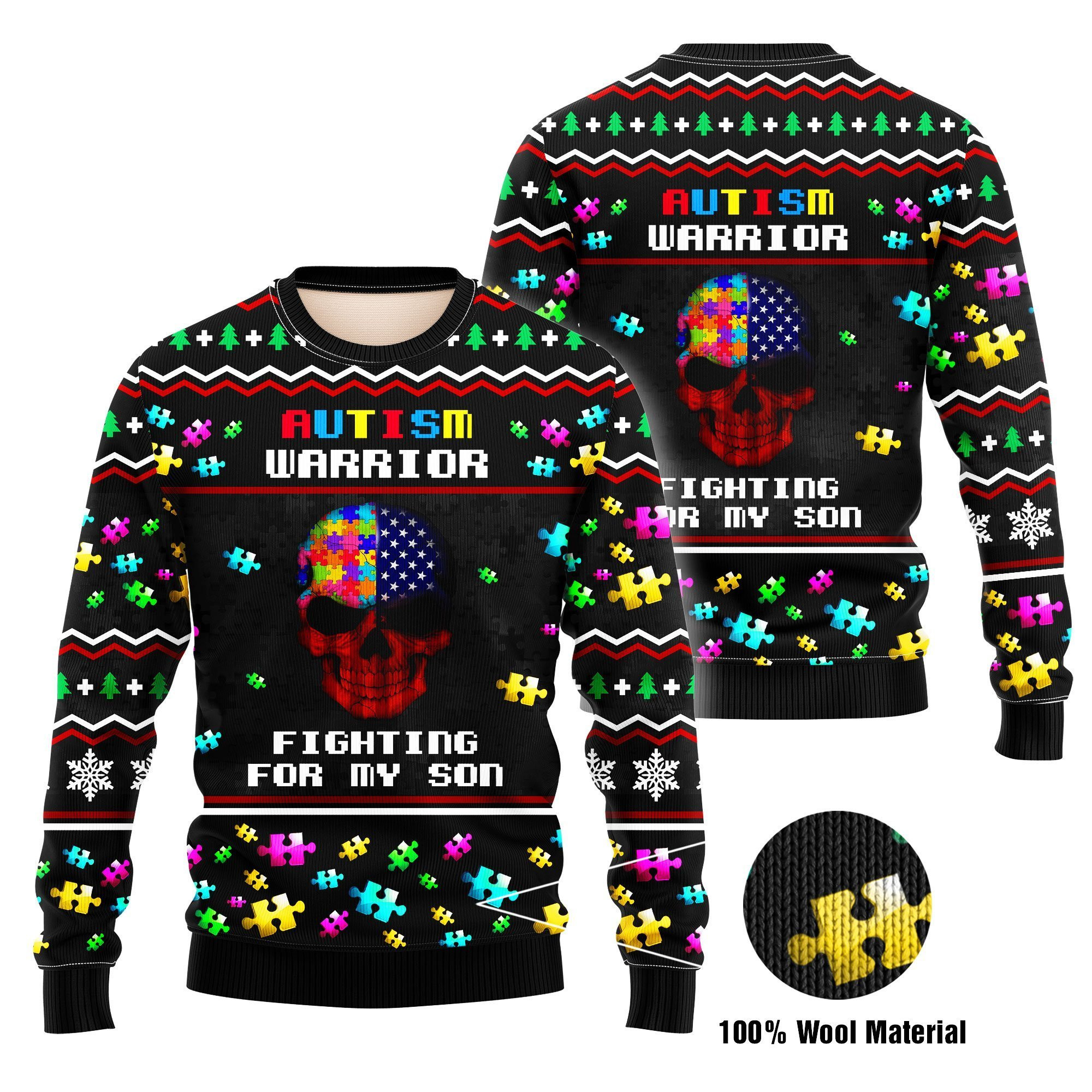 Fighting For My Son Ugly Christmas Sweater Adult 3D Funny Matching for family