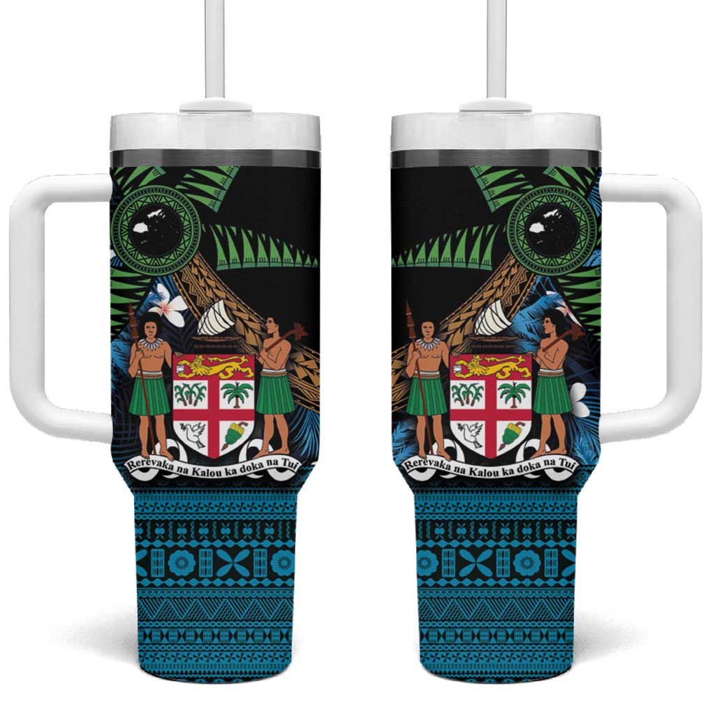 Fiji Day Palm Tree With Plumeria Tapa Tribal Custom Stanley Cup 40 oz 30 oz Tumbler With HandleTVC2301378