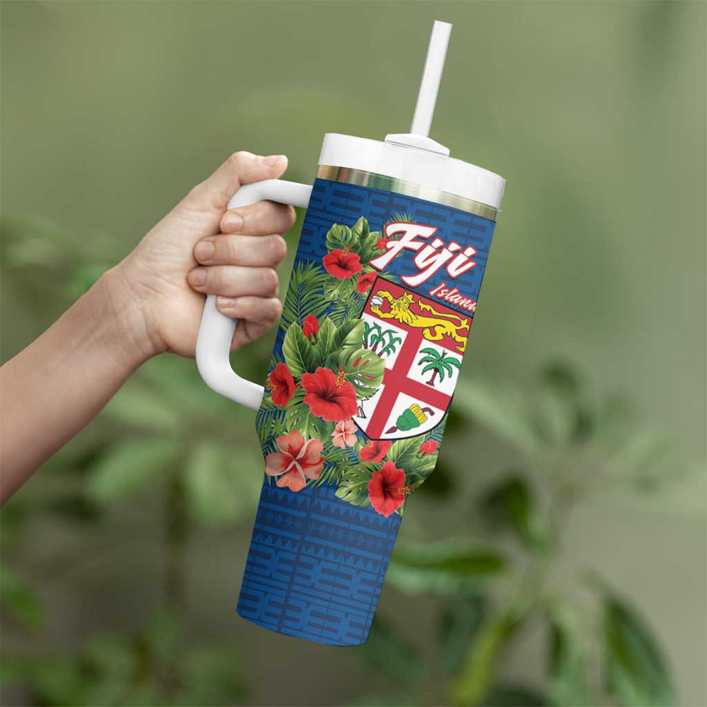 Fiji Island Tropical Flowers and Tapa Custom Stanley Cup 40 oz 30 oz Tumbler With HandleTVC2301399 - Image 3