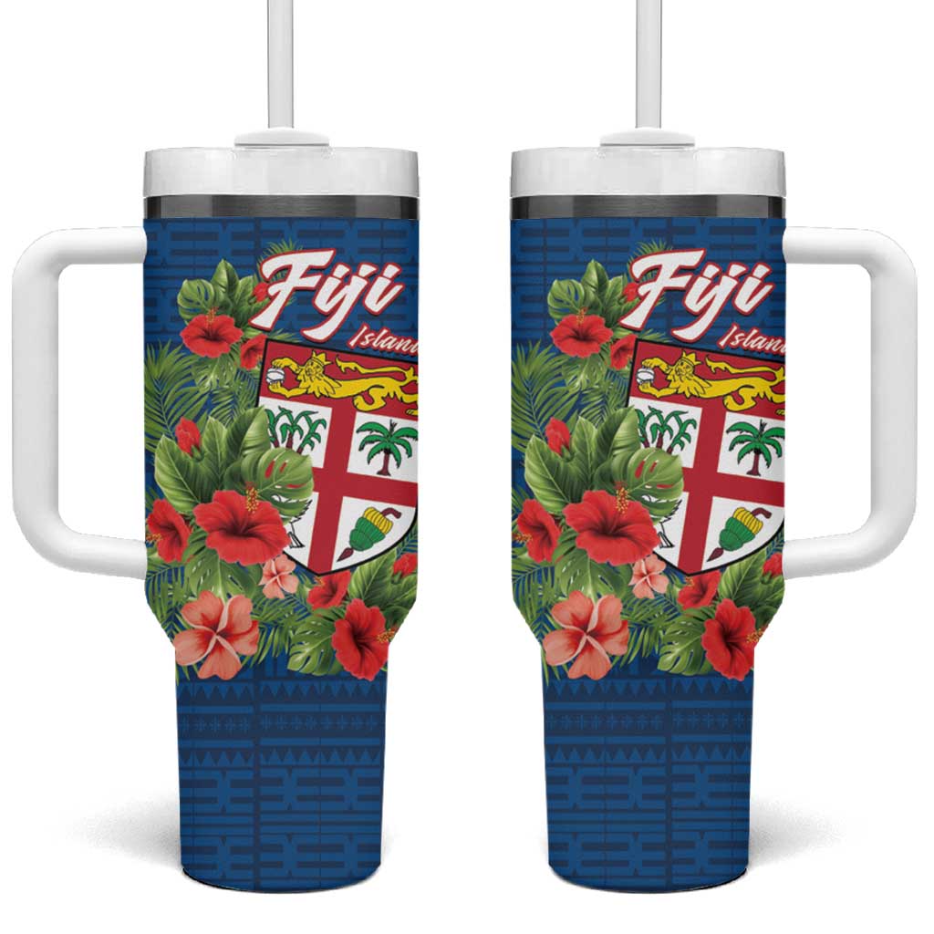 Fiji Island Tropical Flowers and Tapa Custom Stanley Cup 40 oz 30 oz Tumbler With HandleTVC2301399