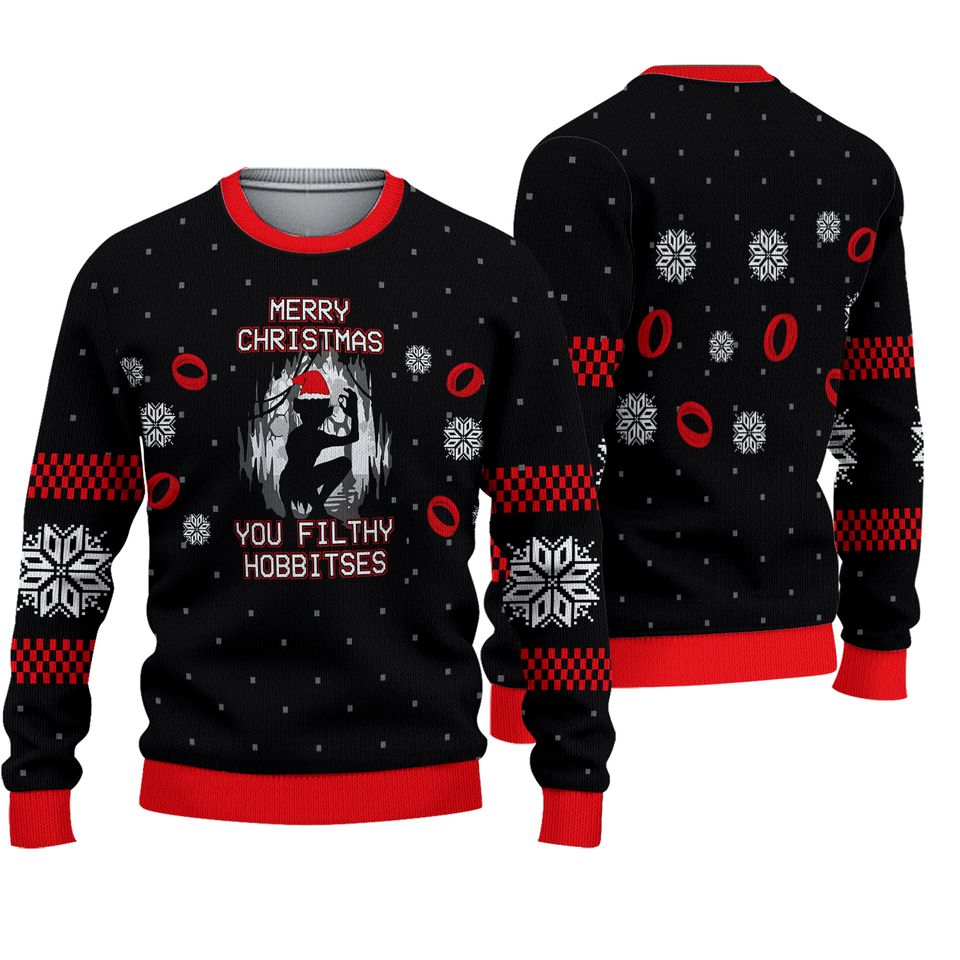 Filthy Hobbitses Ugly Christmas Sweater From The Lord Of The Rings Series