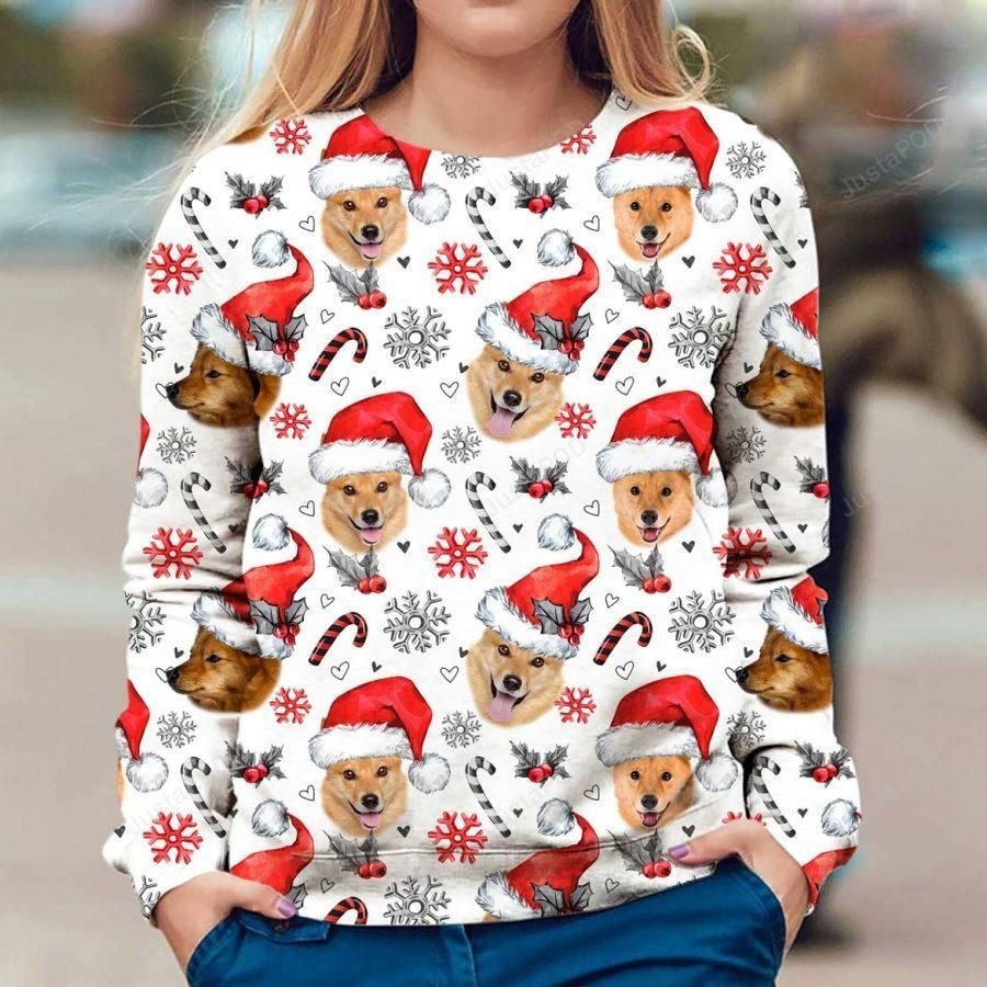 Finnish Spitz Ugly Christmas Sweater Adult 3D Funny Matching for family