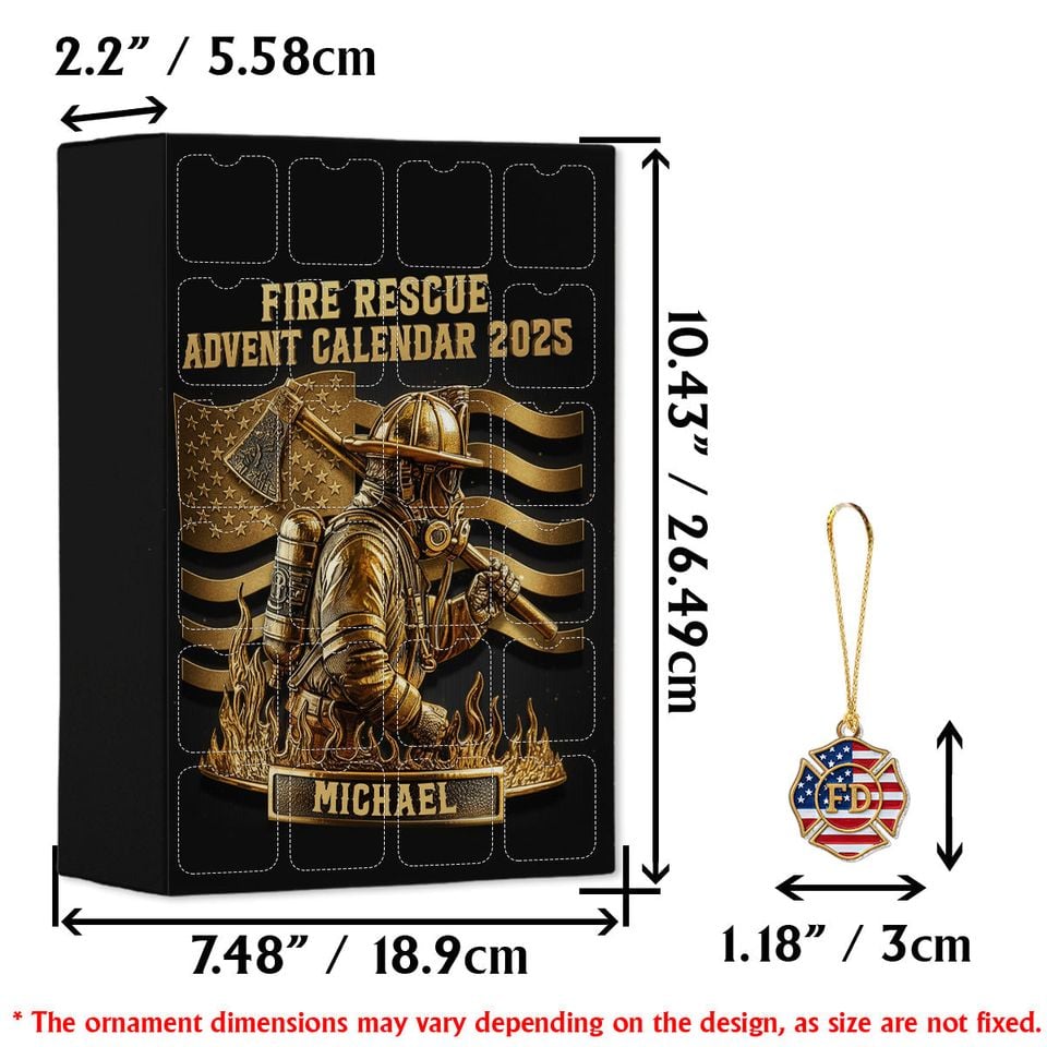 Fire Department Collection - Personalized Firefighter Advent Calendar With Ornaments - Image 2