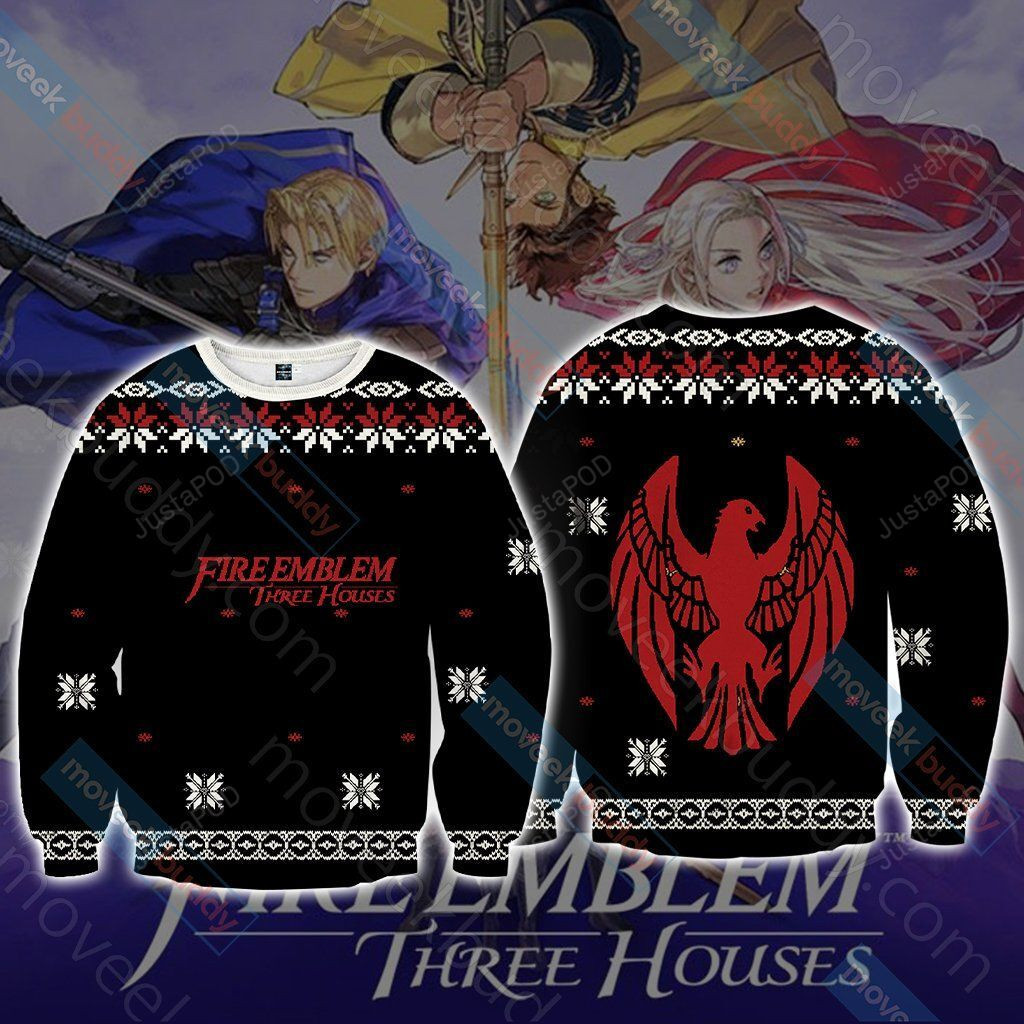 Fire Emblem Three Houses The Black Eagles Christmas Ugly Christmas Sweater Adult 3D Funny Matching for family